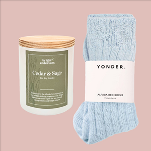 9oz Soy Candle (that gives back to moms) + Sleep Socks