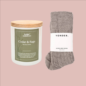 9oz Soy Candle (that gives back to moms) + Sleep Socks